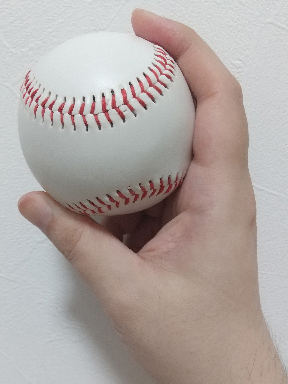 右面から見たカットボールの握り方