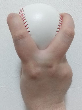 背面から見たフォークボールの握り方